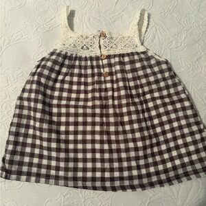 Zara 18-24m Kids Brown and White Gingham Blouse